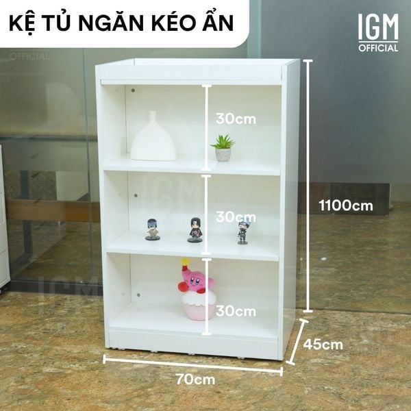 Kệ tủ đa năng IGM NKA kèm ngăn kéo ẩn, kết hợp trưng bày và lưu trữ đa năng.