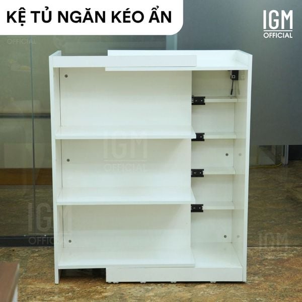 Kệ tủ đa năng IGM NKA kèm ngăn kéo ẩn, kết hợp trưng bày và lưu trữ đa năng.