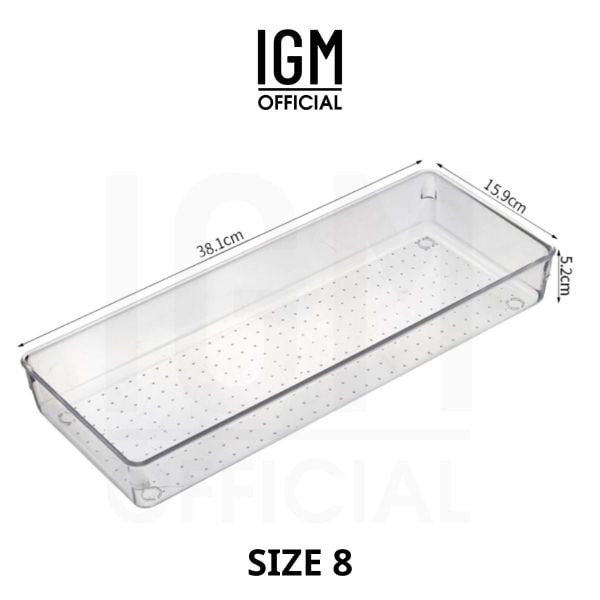 Hộp mica chia ngăn trong suốt sắp xếp ngăn kéo bàn làm việc.