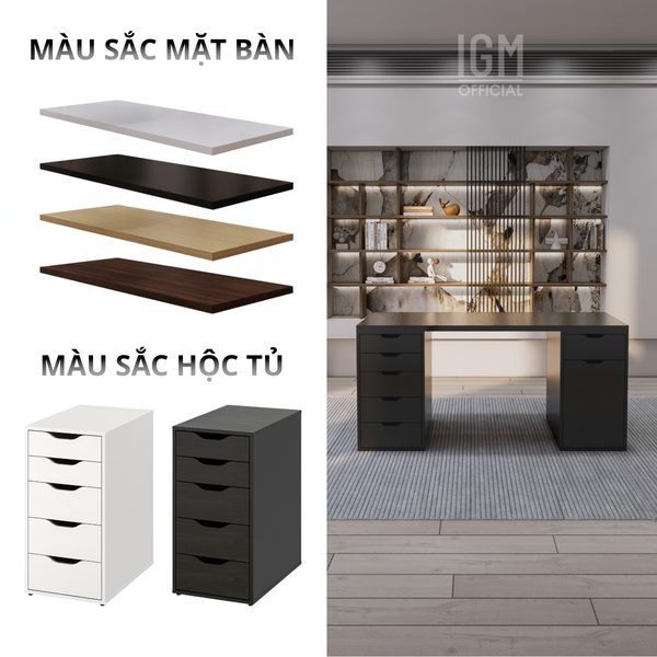 Bàn IKEA IGM 2 hộc tủ rộng 70cm 1 tủ 5 ngăn kéo - 1 tủ 1 ngăn kéo 1 cánh.