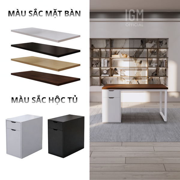 Bàn IKEA IGM 1 hộc tủ loại 1 ngăn kéo 1 cánh rộng 70cm chất liệu gỗ MDF phủ Melamine.