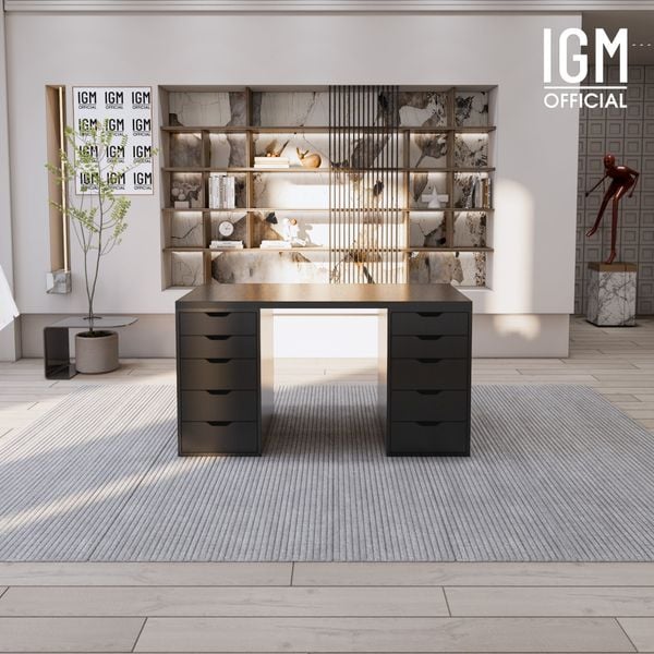 Bàn IKEA IGM 2 hộc tủ chất liệu gỗ MDF phủ Melamine chiều rộng 70cm.