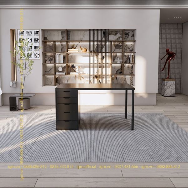 Bàn IKEA IGM 1 hộc tủ chất liệu gỗ MDF phủ Melamine chiều rộng  bàn 70cm.