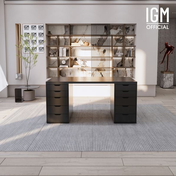 Bàn IKEA IGM 2 hộc tủ chất liệu gỗ MDF phủ Melamine chiều rộng 70cm.