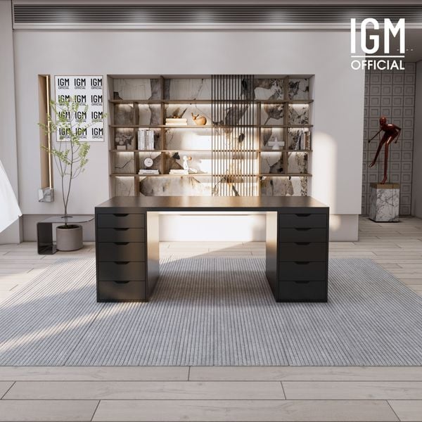 Bàn IKEA IGM 2 hộc tủ chất liệu gỗ MDF phủ Melamine chiều rộng 70cm.