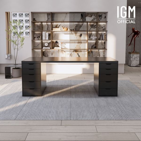 Bàn IKEA IGM 2 hộc tủ chất liệu gỗ MDF phủ Melamine chiều rộng 70cm.