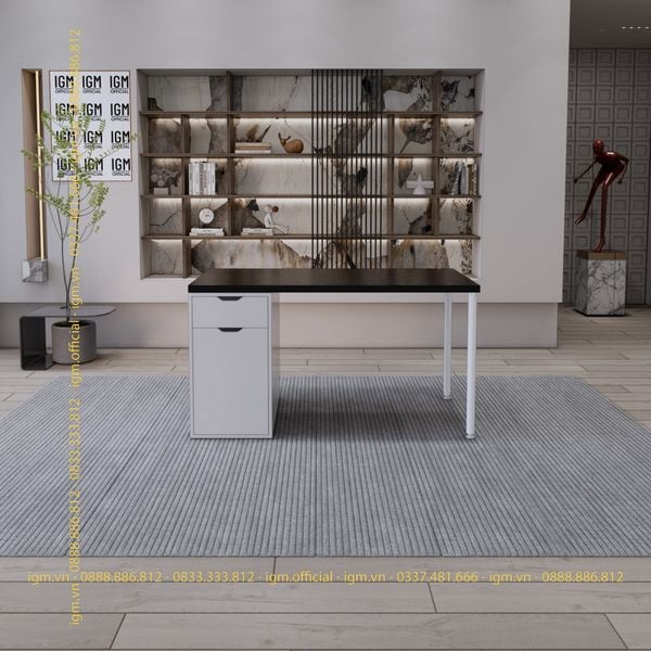 Bàn IKEA IGM 1 hộc tủ loại 1 ngăn kéo 1 cánh rộng 70cm chất liệu gỗ MDF phủ Melamine.