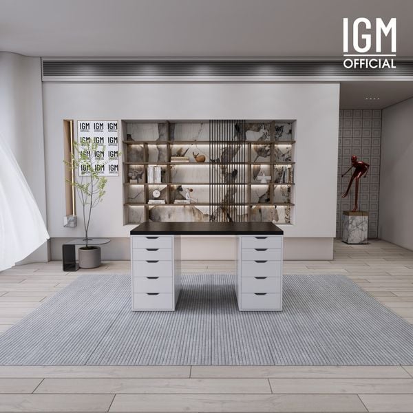 Bàn IKEA IGM 2 hộc tủ chất liệu gỗ MDF phủ Melamine chiều rộng 70cm.