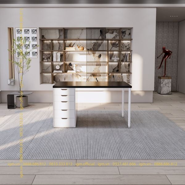 Bàn IKEA IGM 1 hộc tủ chất liệu gỗ MDF phủ Melamine chiều rộng  bàn 70cm.