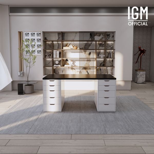 Bàn IKEA IGM 2 hộc tủ chất liệu gỗ MDF phủ Melamine chiều rộng 70cm.