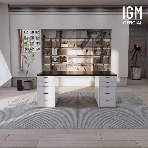 Bàn IKEA IGM 2 hộc tủ chất liệu gỗ MDF phủ Melamine chiều rộng 70cm.