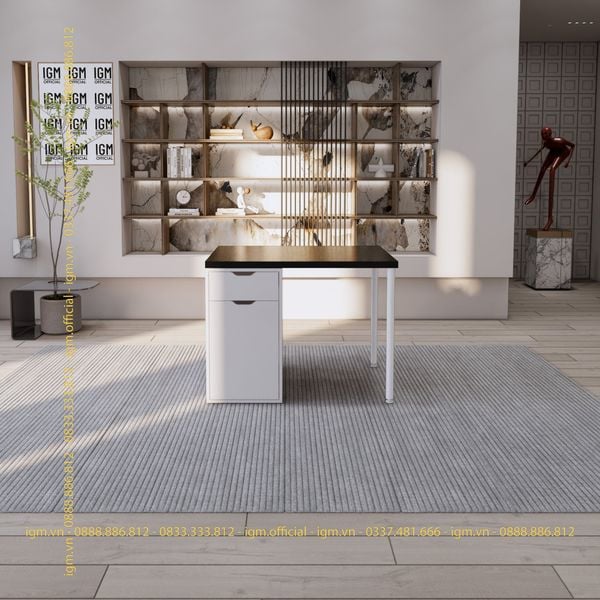 Bàn IKEA IGM 1 hộc tủ loại 1 ngăn kéo 1 cánh rộng 70cm chất liệu gỗ MDF phủ Melamine.