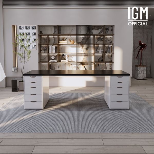 Bàn IKEA IGM 2 hộc tủ chất liệu gỗ MDF phủ Melamine chiều rộng 70cm.