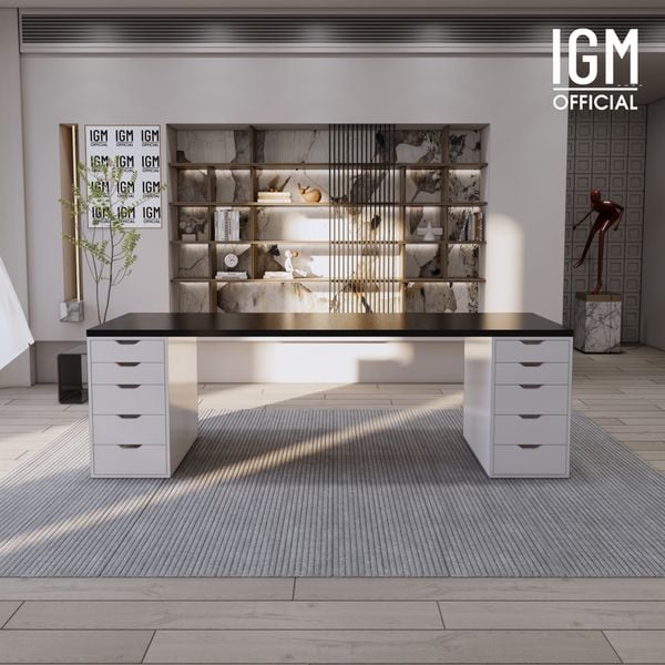 Bàn IKEA IGM 2 hộc tủ chất liệu gỗ MDF phủ Melamine chiều rộng 70cm.