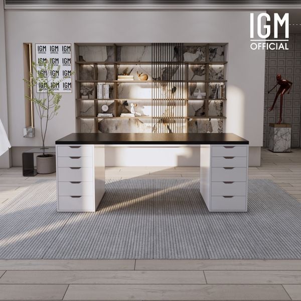 Bàn IKEA IGM 2 hộc tủ chất liệu gỗ MDF phủ Melamine chiều rộng 70cm.