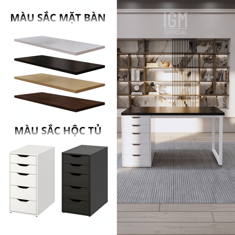 Bàn IKEA IGM 1 hộc tủ chất liệu gỗ MDF phủ Melamine chiều rộng  bàn 70cm.