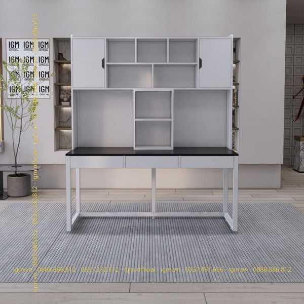 Bàn IKEA IGM đa năng kèm kệ đa năng, lưu trữ tiện lợi, tối ưu không gian.