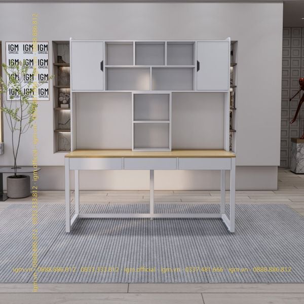 Bàn IKEA IGM đa năng kèm kệ đa năng, lưu trữ tiện lợi, tối ưu không gian.