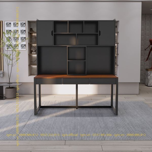 Bàn IKEA IGM đa năng kèm kệ đa năng, lưu trữ tiện lợi, tối ưu không gian.