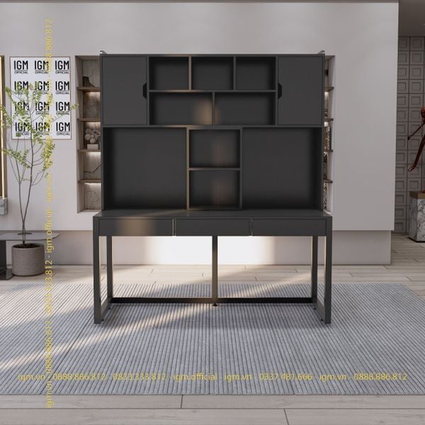 Bàn IKEA IGM đa năng kèm kệ đa năng, lưu trữ tiện lợi, tối ưu không gian.