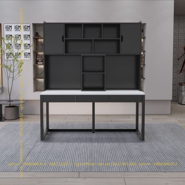 Bàn IKEA IGM đa năng kèm kệ đa năng, lưu trữ tiện lợi, tối ưu không gian.