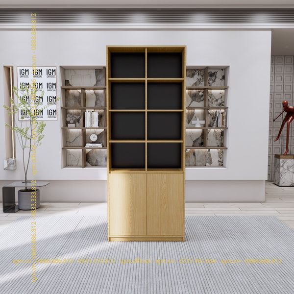 Kệ trưng bày IGM KTB 12 ô kèm cánh tủ, tăng không gian decor, thiết kế hiện đại.