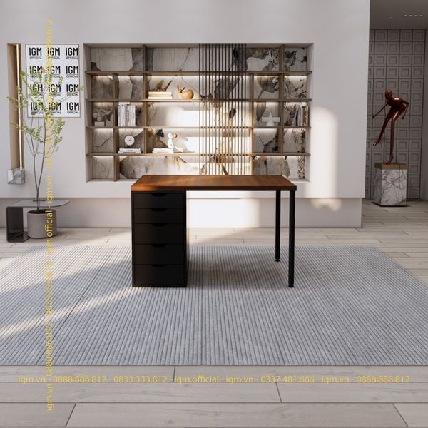 Bàn IKEA IGM 1 hộc tủ chất liệu gỗ MDF phủ Melamine chiều rộng  bàn 70cm.