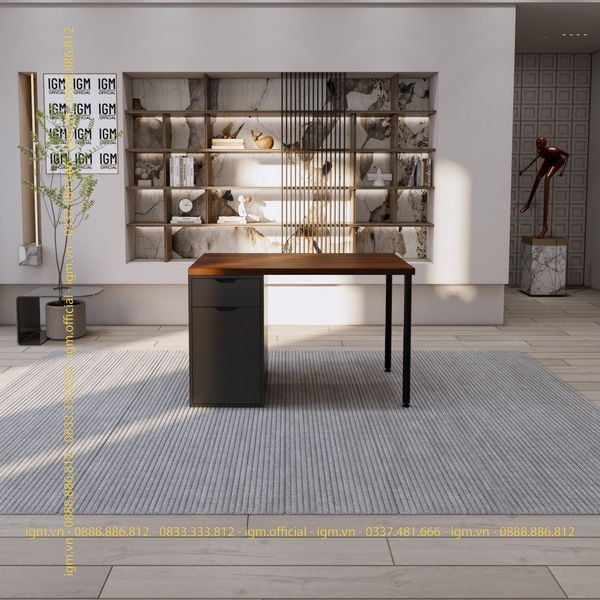 Bàn IKEA IGM 1 hộc tủ loại 1 ngăn kéo 1 cánh rộng 70cm chất liệu gỗ MDF phủ Melamine.