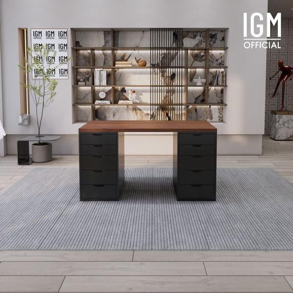 Bàn IKEA IGM 2 hộc tủ chất liệu gỗ MDF phủ Melamine chiều rộng 70cm.