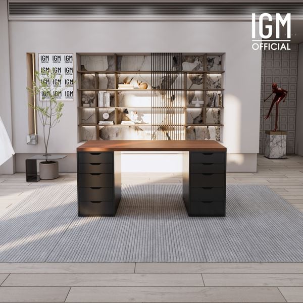 Bàn IKEA IGM 2 hộc tủ chất liệu gỗ MDF phủ Melamine chiều rộng 70cm.