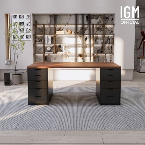 Bàn IKEA IGM 2 hộc tủ chất liệu gỗ MDF phủ Melamine chiều rộng 70cm.