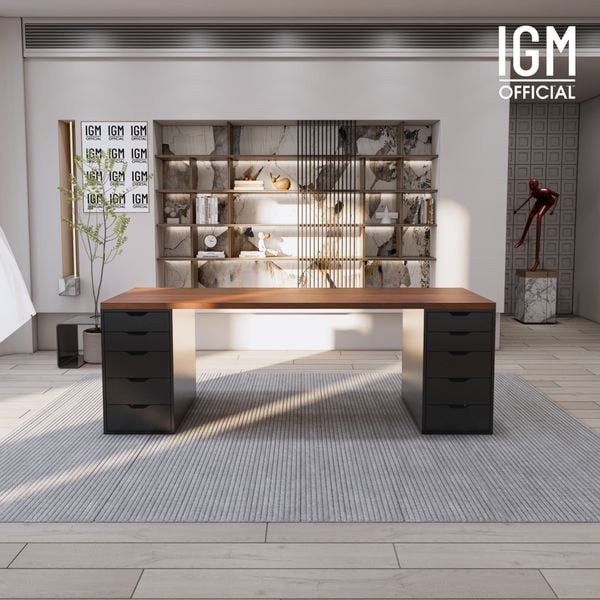 Bàn IKEA IGM 2 hộc tủ chất liệu gỗ MDF phủ Melamine chiều rộng 70cm.