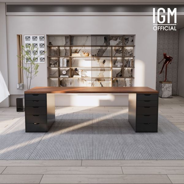 Bàn IKEA IGM 2 hộc tủ chất liệu gỗ MDF phủ Melamine chiều rộng 70cm.