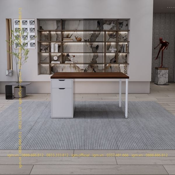 Bàn IKEA IGM 1 hộc tủ loại 1 ngăn kéo 1 cánh rộng 70cm chất liệu gỗ MDF phủ Melamine.