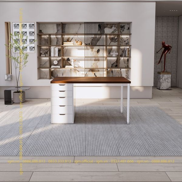 Bàn IKEA IGM 1 hộc tủ chất liệu gỗ MDF phủ Melamine chiều rộng  bàn 70cm.