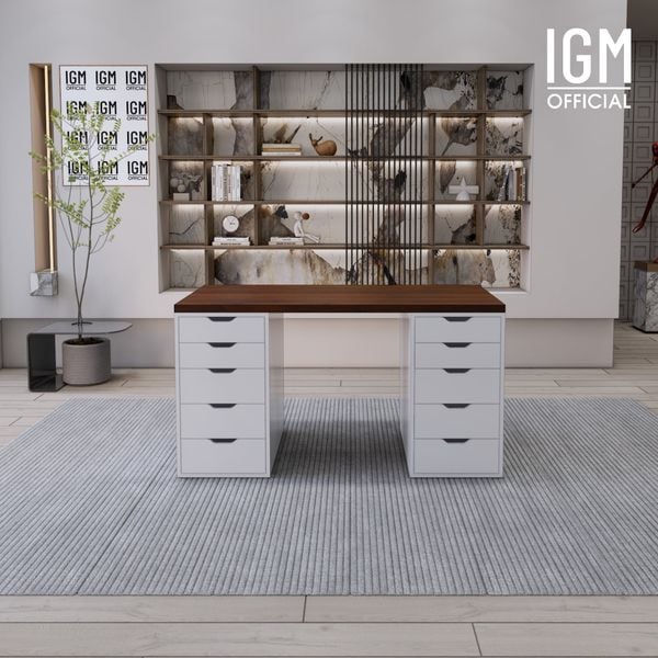 Bàn IKEA IGM 2 hộc tủ chất liệu gỗ MDF phủ Melamine chiều rộng 70cm.