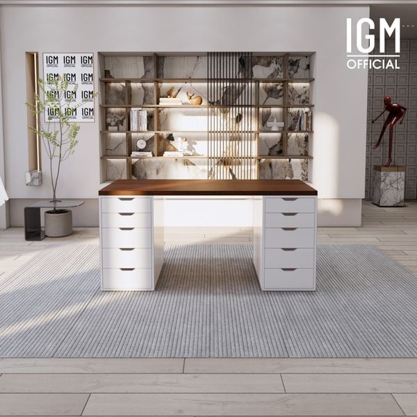 Bàn IKEA IGM 2 hộc tủ chất liệu gỗ MDF phủ Melamine chiều rộng 70cm.