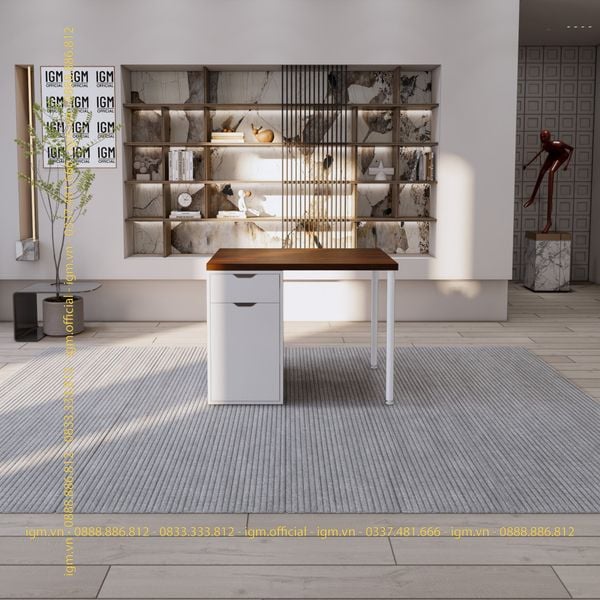 Bàn IKEA IGM 1 hộc tủ loại 1 ngăn kéo 1 cánh rộng 70cm chất liệu gỗ MDF phủ Melamine.