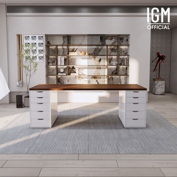 Bàn IKEA IGM 2 hộc tủ chất liệu gỗ MDF phủ Melamine chiều rộng 70cm.