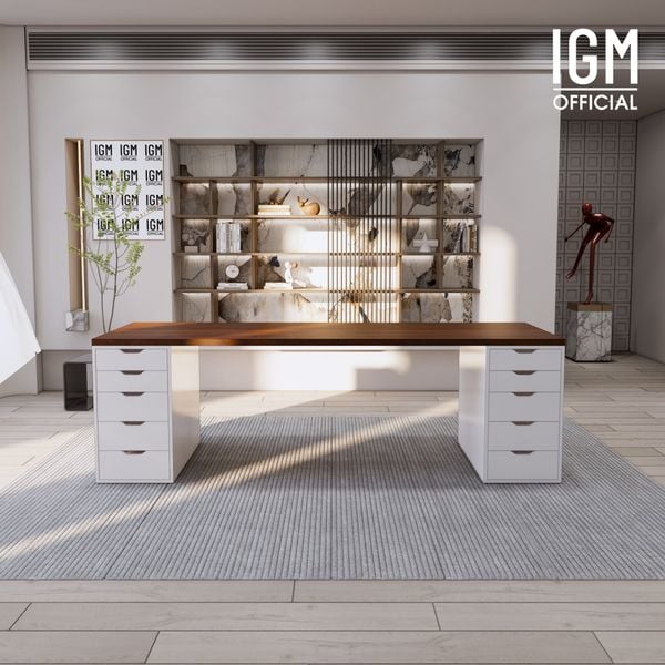 Bàn IKEA IGM 2 hộc tủ chất liệu gỗ MDF phủ Melamine chiều rộng 70cm.