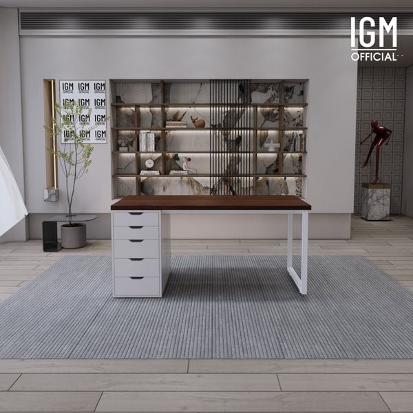 Bàn IKEA IGM 1 hộc tủ chất liệu gỗ MDF phủ Melamine chiều rộng  bàn 70cm.