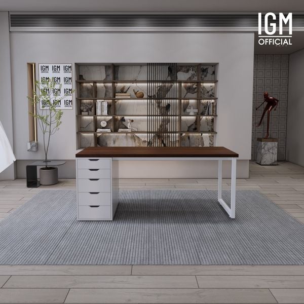 Bàn IKEA IGM 1 hộc tủ chất liệu gỗ MDF phủ Melamine chiều rộng  bàn 70cm.