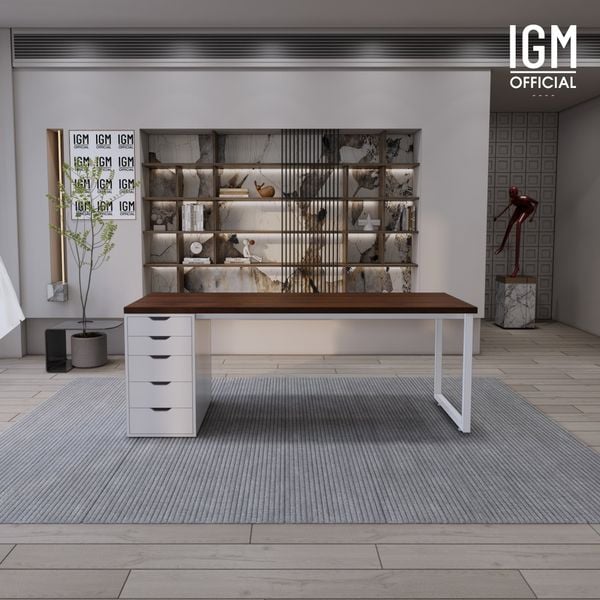 Bàn IKEA IGM 1 hộc tủ chất liệu gỗ MDF phủ Melamine chiều rộng  bàn 70cm.