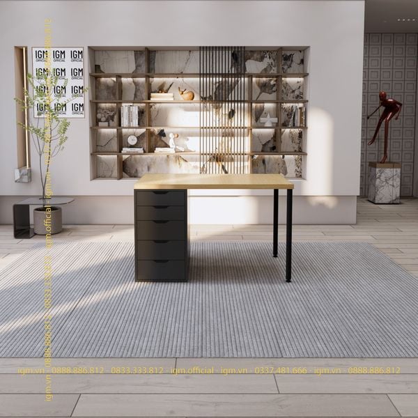 Bàn IKEA IGM 1 hộc tủ chất liệu gỗ MDF phủ Melamine chiều rộng  bàn 70cm.
