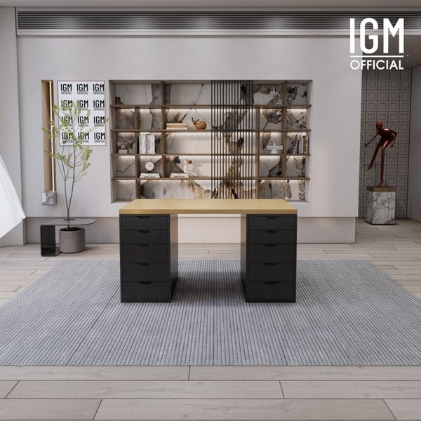 Bàn IKEA IGM 2 hộc tủ chất liệu gỗ MDF phủ Melamine chiều rộng 70cm.