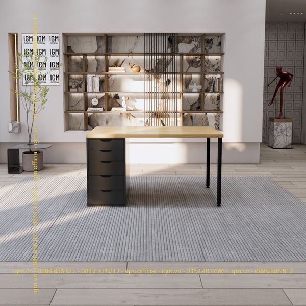 Bàn IKEA IGM 1 hộc tủ chất liệu gỗ MDF phủ Melamine chiều rộng  bàn 70cm.