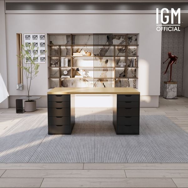 Bàn IKEA IGM 2 hộc tủ chất liệu gỗ MDF phủ Melamine chiều rộng 70cm.