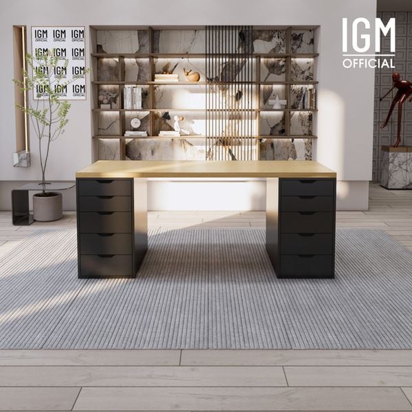 Bàn IKEA IGM 2 hộc tủ chất liệu gỗ MDF phủ Melamine chiều rộng 70cm.