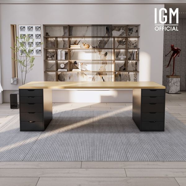 Bàn IKEA IGM 2 hộc tủ chất liệu gỗ MDF phủ Melamine chiều rộng 70cm.