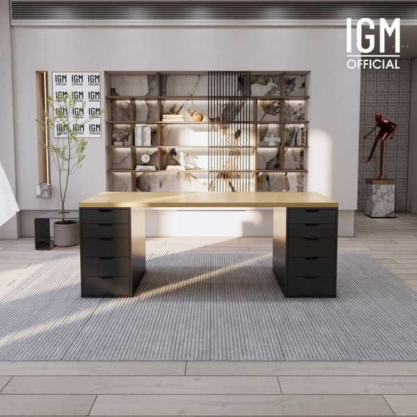 Bàn IKEA IGM 2 hộc tủ chất liệu gỗ MDF phủ Melamine chiều rộng 70cm.